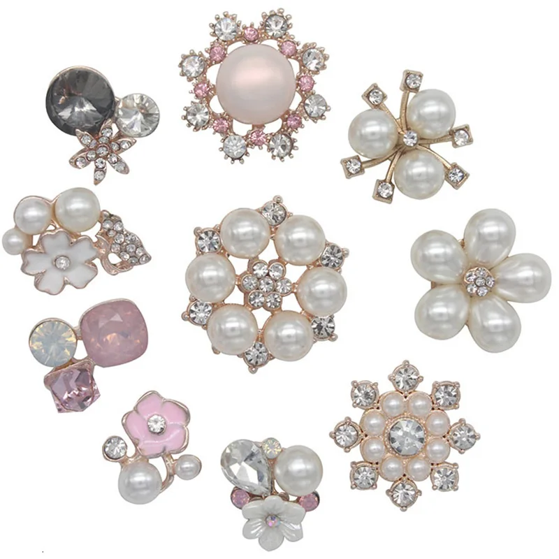 Fashion 10Pc (Can Mix) diamond Alloy Diy jewelry Accessories Flat Back Imitation pearls Base Settings Wholesale Handmade Fitting