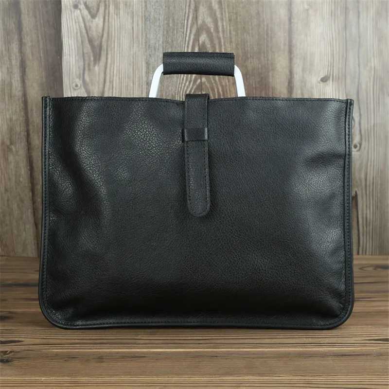 Nesitu High Quality Vintage Coklat Hitam Kulit Asli A4 Office Pria Tas Bahu Tas Messenger Pria Portofolio M1823