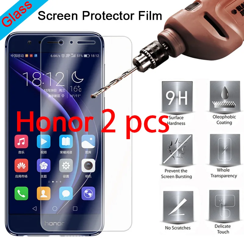 2pcs! Tempered Glass Toughed 9H HD Screen Protector for Honor 10 9 Lite Note 10 8 Protective Glass on Huawei Honor Play View 10