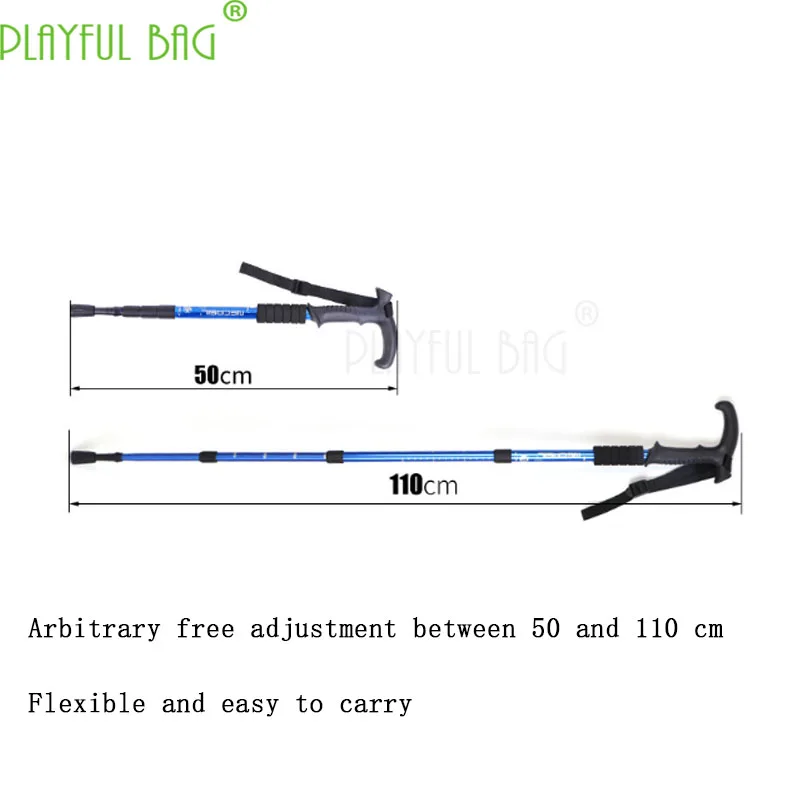 Aluminium alloy Four section bending handle Climbing rod bend handle crutch Climbing rod cane internal lock telescoping ZK06