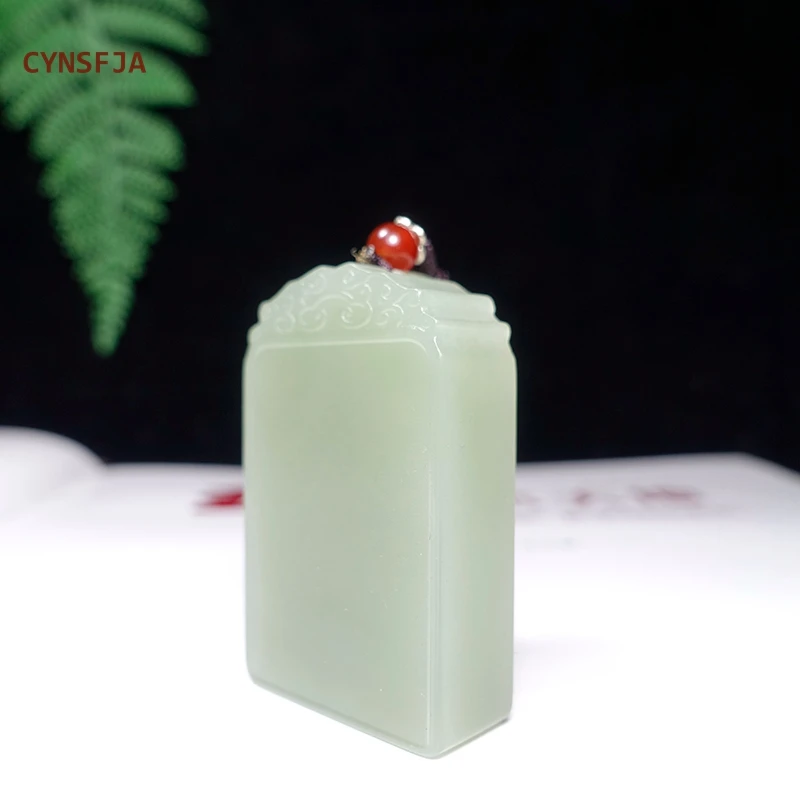 CYNSFJA New Real  Certified Natural Hetian Jade Nephrite Men's Lucky Amulets Peace Jade Pendant Green Classical High Quality