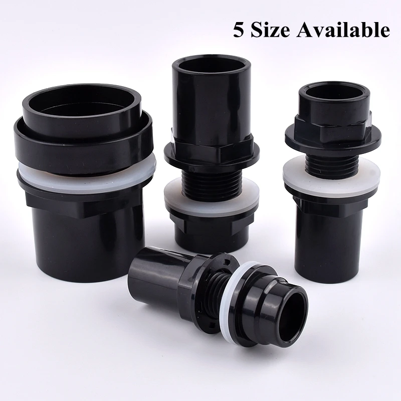 Aquarium Drain Joint PVC Pipe, entrada de água, saída Fittings, Overflow Thread, abastecimento do tanque de água, Fish Tank Conectores, 2-20Pcs,