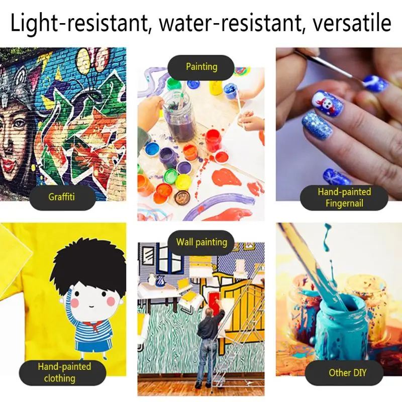 2Ml สีสันสดใส12สีล้างทำความสะอาดได้ Gouache สีสำหรับโรงเรียนเด็ก Finger Paint