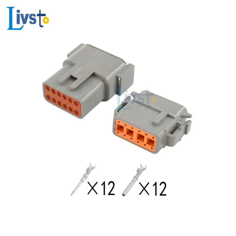 10 Set 12Pin Way Deutsch DTM Waterproof Connector With Pins Automotive Connector Auto Connector DTM04-12P DTM06-12S