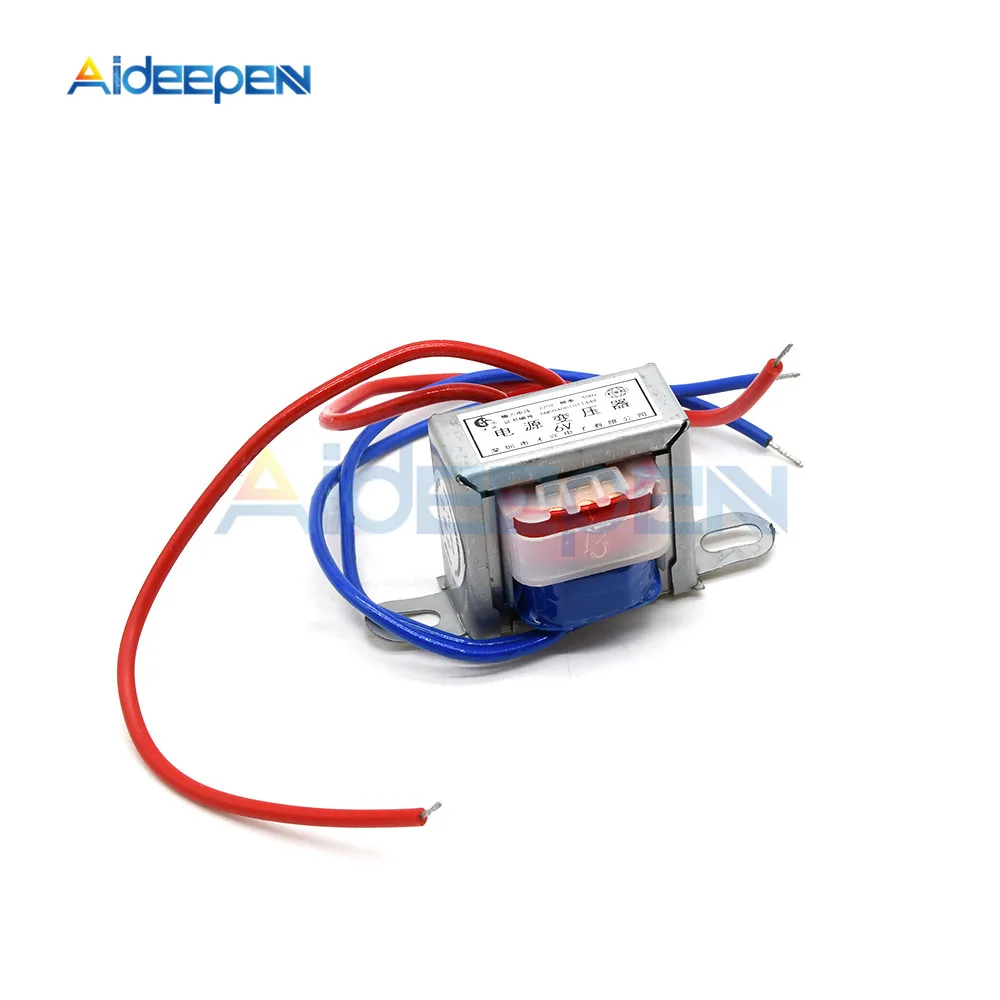 AC 6V 9V 12V Output Voltage 1W EI Copper Core Input 220V 50Hz~60Hz Single Voltage 2 Line Copper Power Transformer