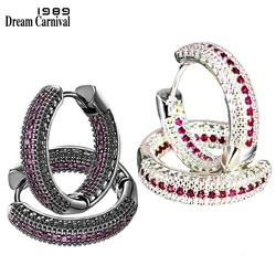 DreamCarnival New Huggie Earrings 19mm Hoop for Women Zircon Paved Silver or Gun Plated 5g Copper Daily Jewelry Xmas Gift WE3931