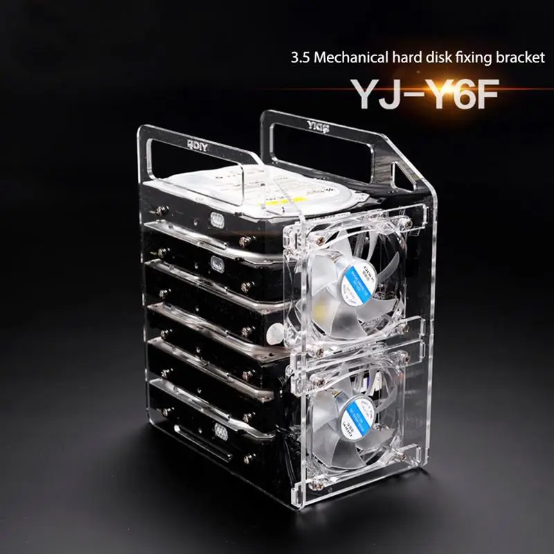 Nouveau support de disque dur en acrylique, bricolage, étagère de disque dur transparente, boîte de rangement externe pour ordinateur de bureau, Cage de disques durs HDD