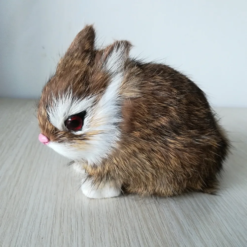 simulation animal brown rabbit about 13x10cm toy polyethylene&furs hard model ,home furnishing decoration gift b2896