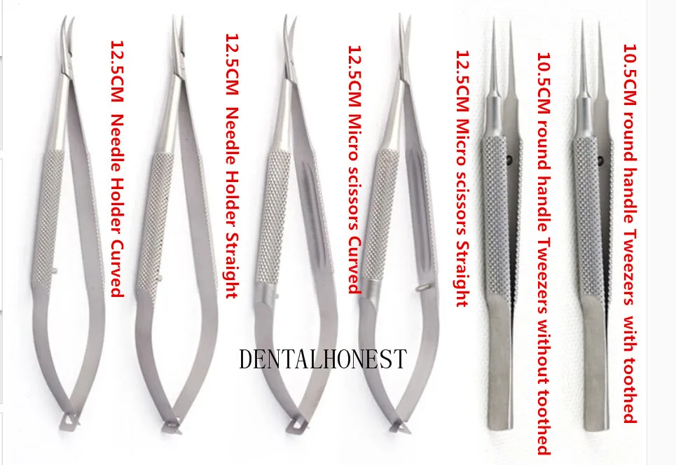 

NEW 6pcs/set ophthalmic microsurgical instruments 12.5cm scissors+Needle holders +tweezers stainless steel surgical tool