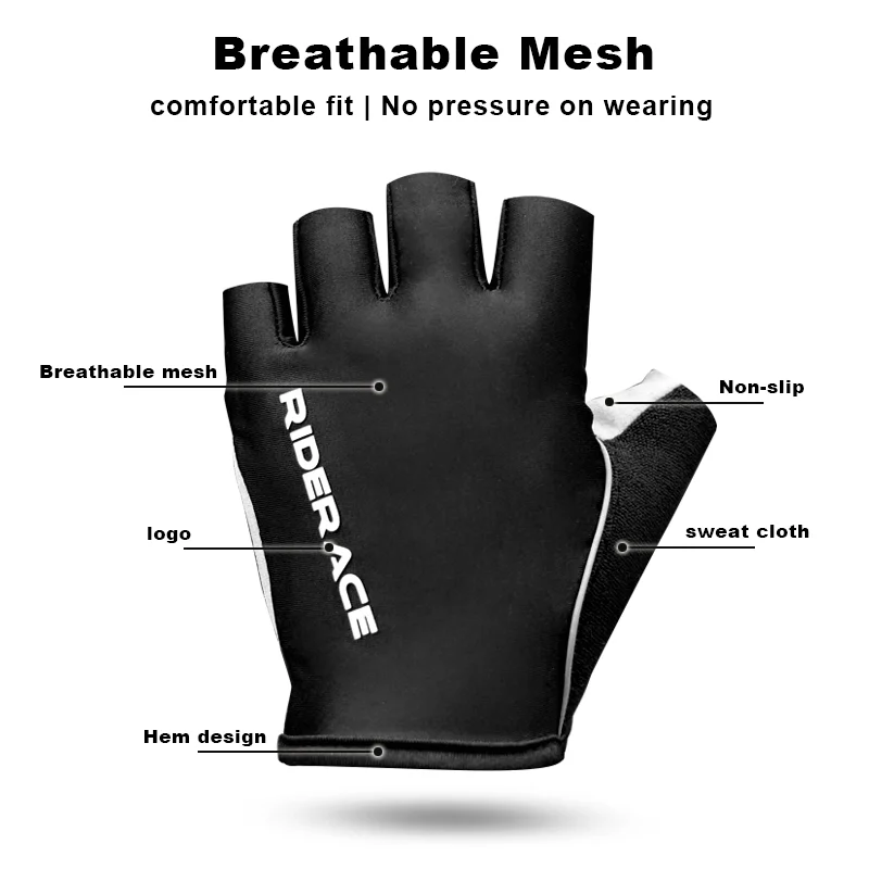 Cycling Glove Half Finger Breathable Washable Outdoor Sports MTB PU Leather Pad Gloves For Men Women Non-Slip Bicycle Gloves