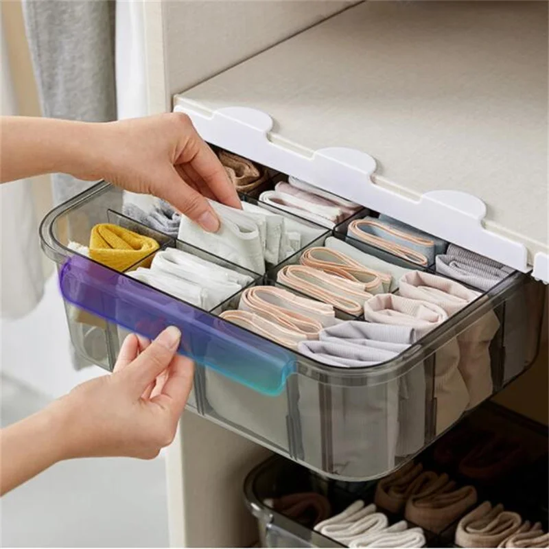 

Underwear Storage Box Self Adhesive Drawer Organizer For Socks Bra Ties Wardrobe Drawer Divider Boxes Creativity Home Organizer