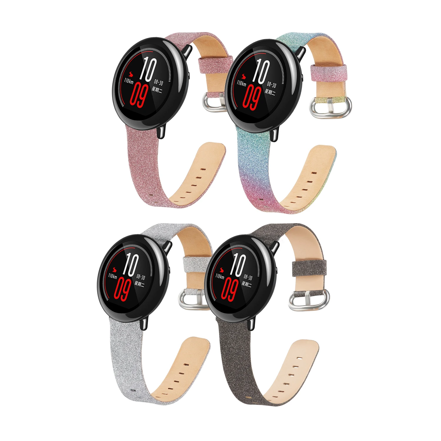 Shiny Bling Glitter Leather Band Watch Strap for Huami Amazfit Pace for GTR 2 GTR 47mm Replacement strap 22mm