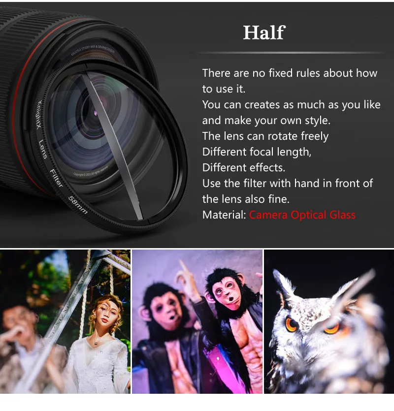 KnightX Lens Universal Clip Mobile Phone Professional cpl Macro Fisheye Lens Zoom Kaleidoscope Filter For Phone Android