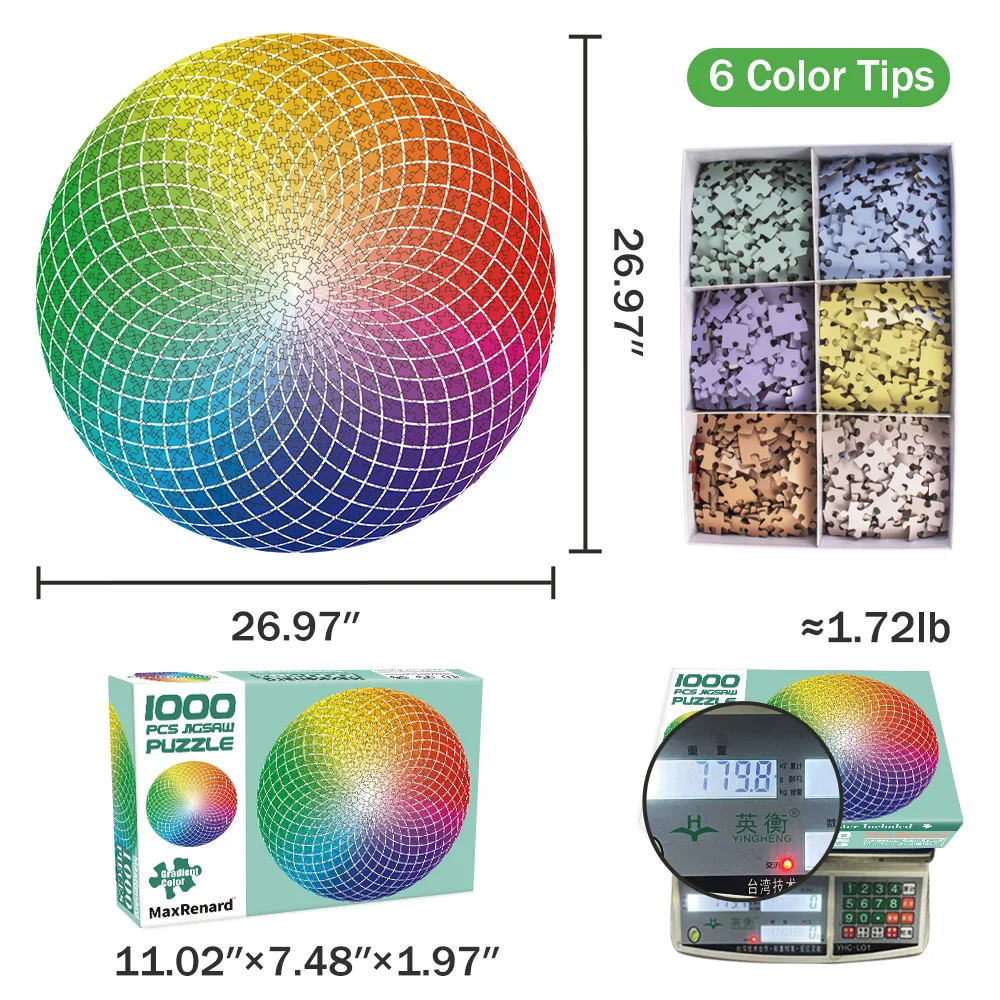 Gradient The Circular puzzle 1000 pieces paper ersion jigsaw puzzle adult children's educational toys gift box packaging