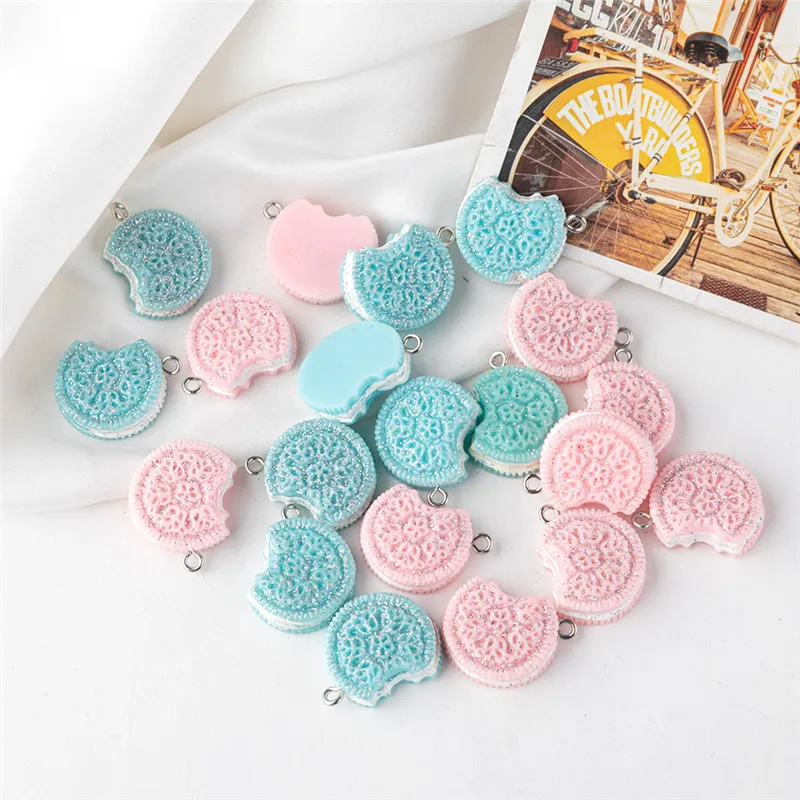 10pcs/lot Simulated Food Half Oreo Biscuits Resin Pendant Charms For Making Jewelry Earrings Keychain DIY Accessories