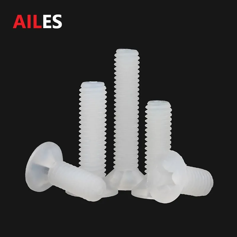 

White Nylon Cross Phillips Flat Countersunk Head Screws Plastic Cross Recessed Countersunk Head Bolt M2 M2.5 M3 M4 M5 M6 M8