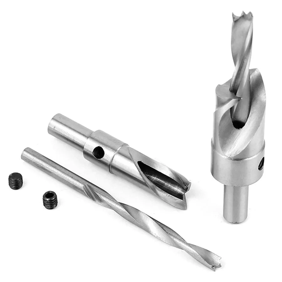 Woodworking countersink drill bit high-speed steel salad drill step drill bit Two-step screw pattern with double hole opener bit