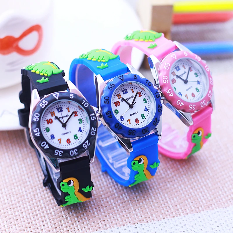 chaoyada 2024 new children boys girls colorful digital quartz wristwatch little kids students dinosaur silicone strap toy watch