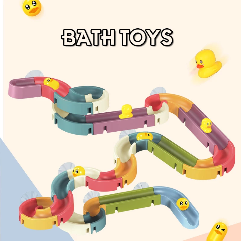 Baby Bath Toys Marble Race Run Assembling Track Bathroom Bathtub Kids Play Water Spray Toy Set Stacking Cups For Children