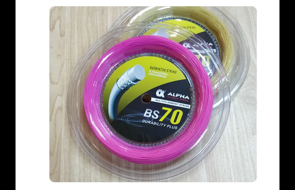 Alpha Badminton Saite 200m Rollen Haltbarkeit 0,7mm hohe umfassende Leistung Badminton Saite 30lbs Ball Zubehör70 – Detail 15