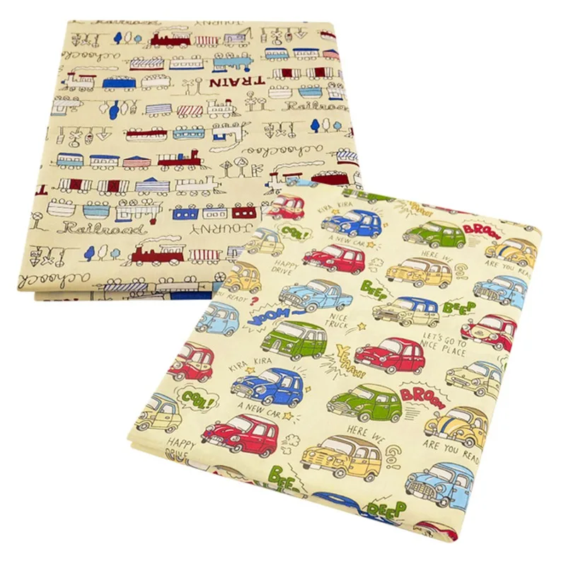 Booksew Emergency Car Pattern 2pcs/lot Twill Cotton Quilt Clothes Fabric For Sewing Handmade Cloth DIY Crafts Patchwork