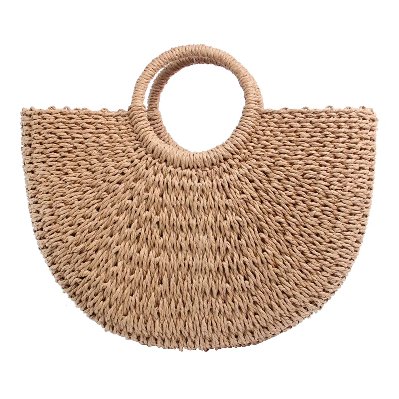 New Fashion MOON Straw Handbags Women Summer Beach Bag Rattan Bag Handmade Vintage Woven Handbag For Women bolsa femme
