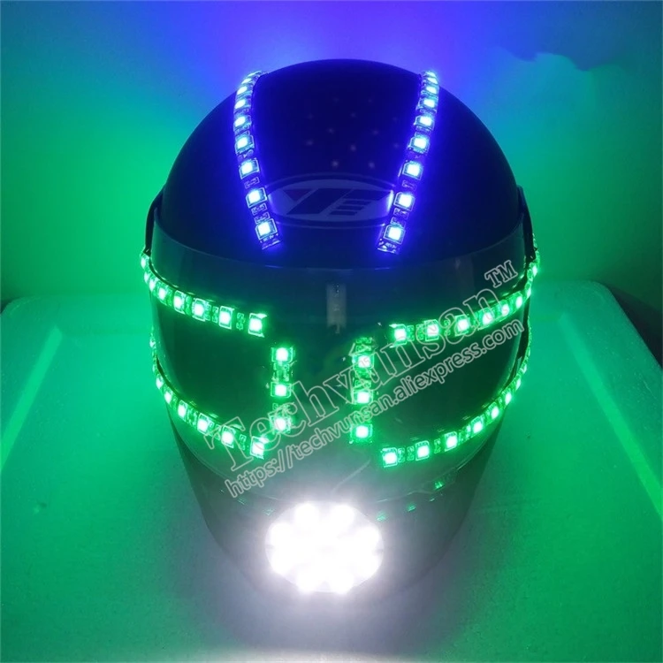 FREE shipping Led Blue green glow helmet Led performance mask Bar Nightclub Stage performance Robot laser dance props