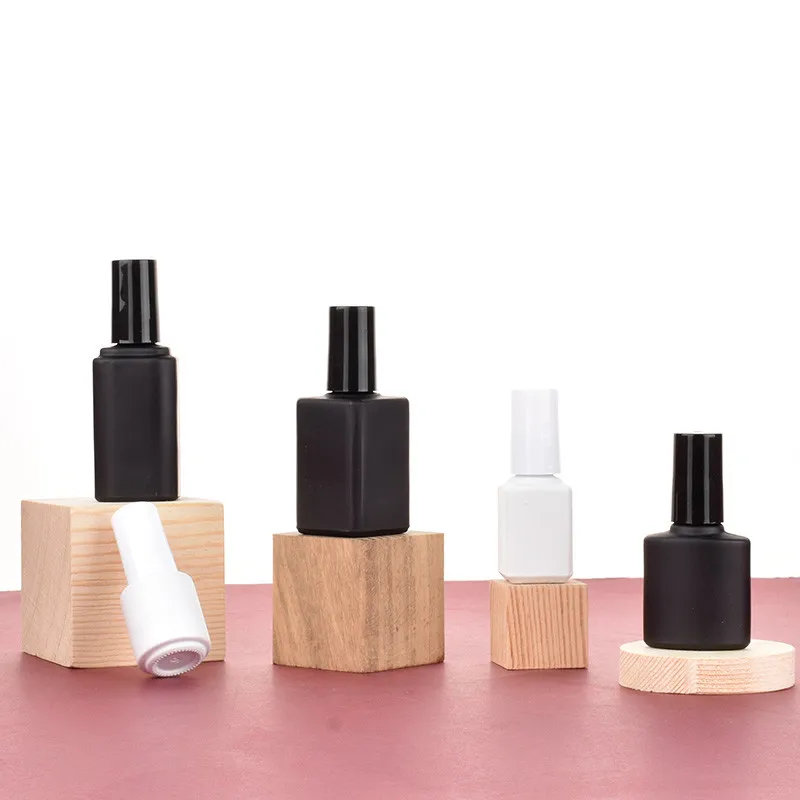 Botellas vacías de Gel para uñas, botellas de esmalte de uñas de vidrio, botellas simples de aceite para uñas, negro/blanco, venta al por mayor, 3 ML, 5 ML, 7 ML, 10ML