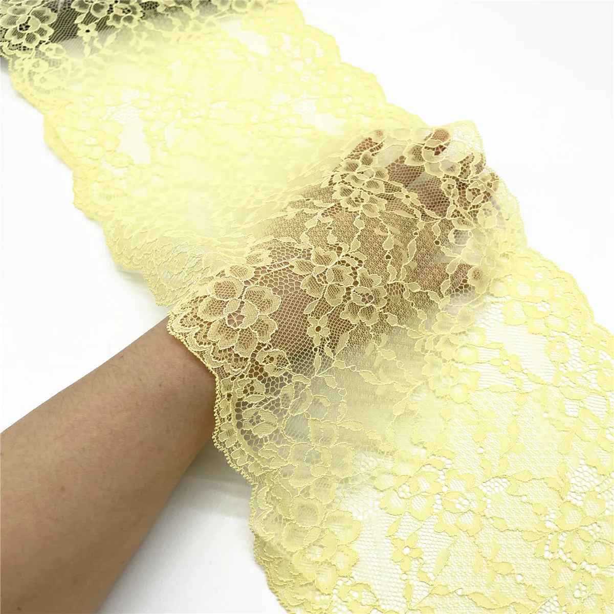 3M/lot Width 8 5/8 in 22cm Yellow Elastic Stretch Lace For Clothing Accessories Lingerie Sewing Applique Costume Lace Fabric DIY