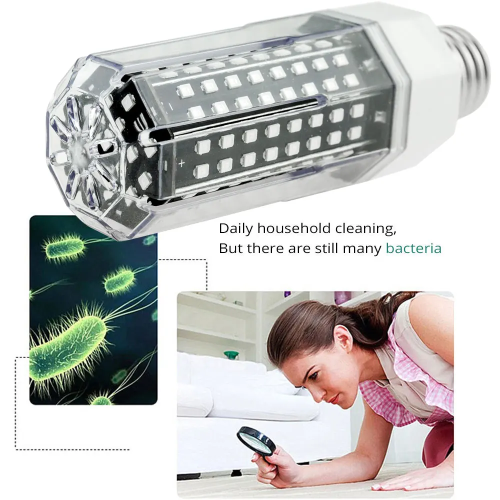 60W ​LED UV Germicidal Lamp 140LEDs E26 E27 E12 E14 B22 UV Sterilizer Light UVC Bulb Disinfectant LED UVC Lamp Sterilizer