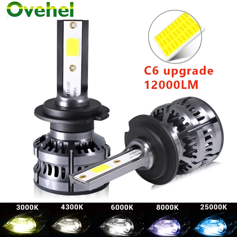 OVEHEL 2Pcs 14000LM  H4 Led H7 H1 H3 Car LED H8 H11 Lamp Headlight Bulbs For Auto H27 881 HB3 HB4 Led Auto 12V 6000K