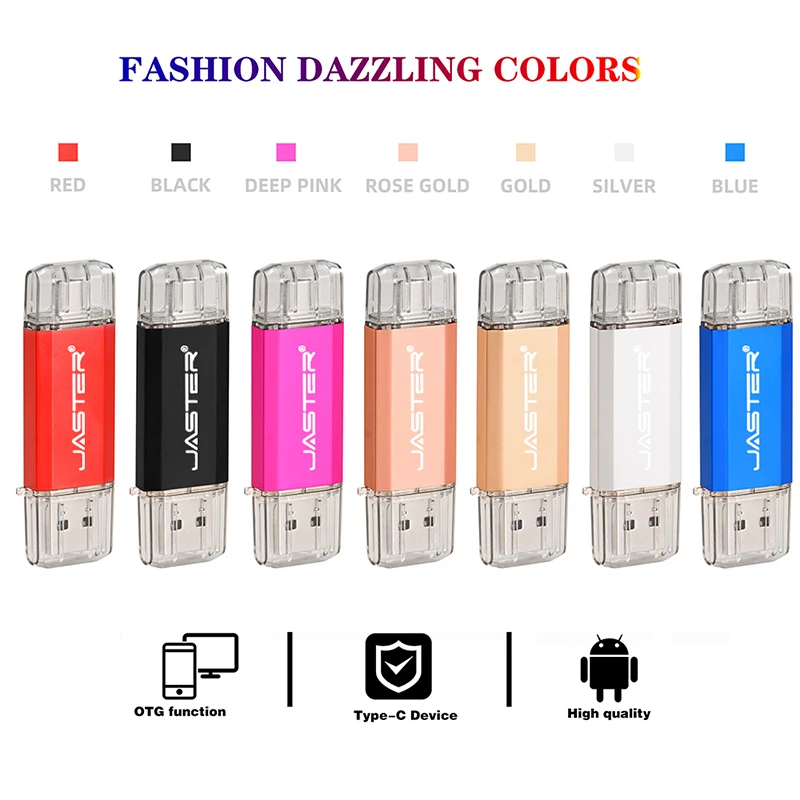 

JASTER OTG 2 in 1 USB Flash Drives USB3.0 & Type-C & Micro USB 128GB 64GB 32GB 16GB 8GB 4GB Pendrives Dual Pen Drive Cle USB