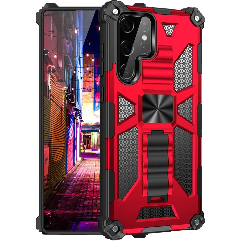 Military Hard Armor Shockproof Case For Samsung Galaxy S26 Ultra S25 FE S24 S23 S22 S21 A57 A17 A15 A16 A56 Kickstand Back Case