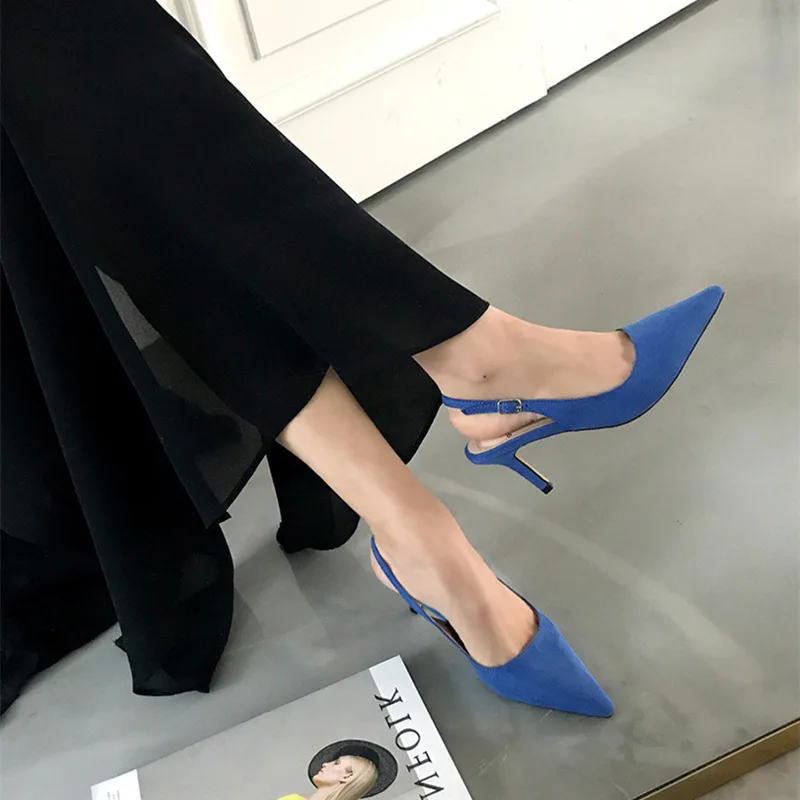 MHYONS Spring Summer Slingback Pumps Shoes Sexy Pointed Toe Buckle High Heels Shoes Summer Sandals 10CM 8 CM 6 CM Women Heels