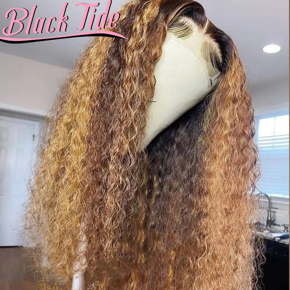 Curly Lace Front Human Hair Wigs 200% Highlight Wig Remy Curly Lace Front Wig 13x4 Transparent Lace Wigs 30 Inch Lace Front Wig