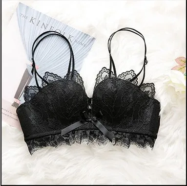 Lace Floral Embroidery Bra Backless Push Up Bras For Women Sexy Lingerie Comfortable Adjustable Wireless Bralette