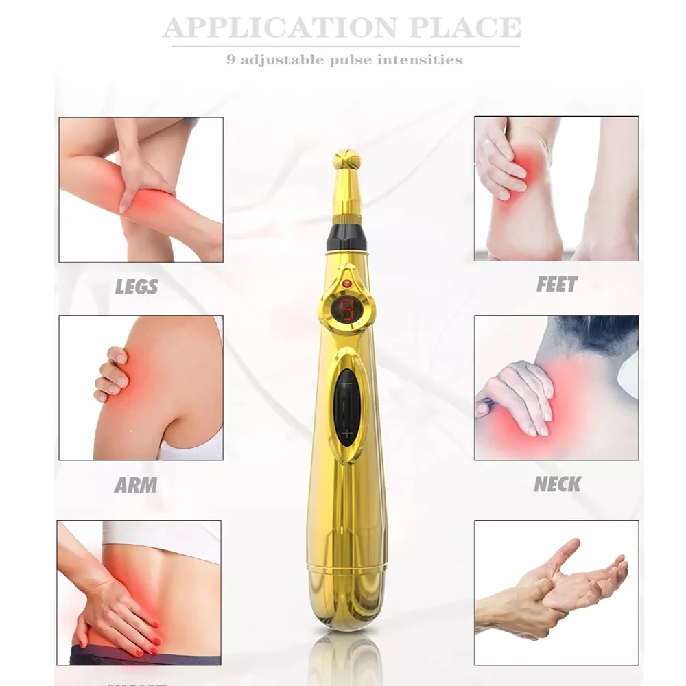 Electronic Acupuncture Pen Meridian Therapy Machine Body Head Back Leg Massager Energy Pens Massager Relief Pain Tools 9 Levels