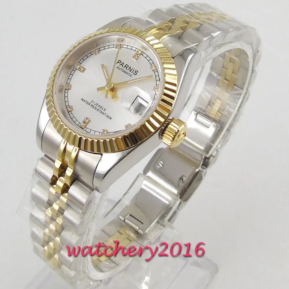 26mm parnis  dial 21 jewels date miyota automatic Luxurious womens watch