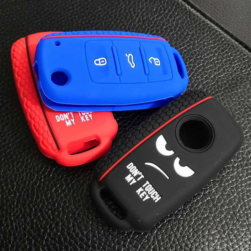 Dont Touch My Key Cover For Skoda Fabia Octavia Superb For Seat Leon For vw Bora POLO GOLF Passat Beetle Silicone Key Case