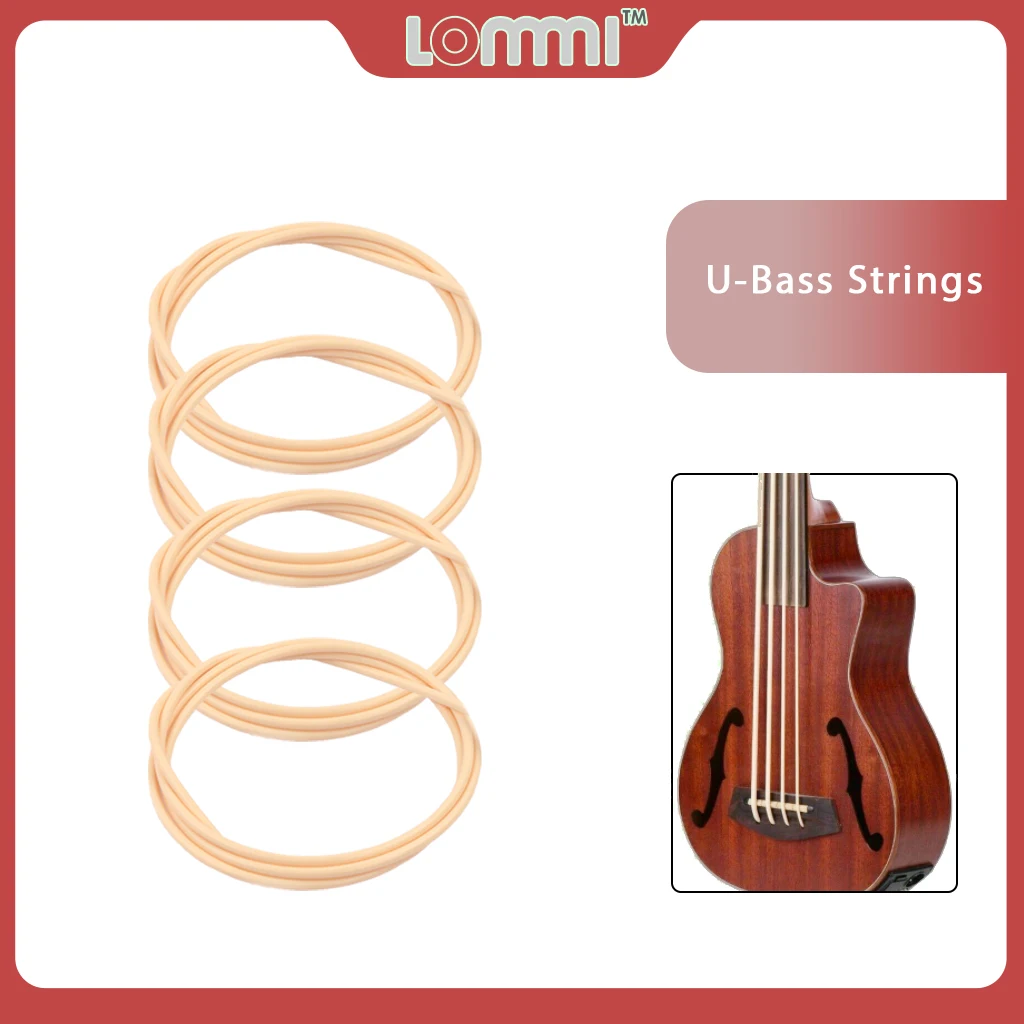 LOMMI 4PCS 4 String Guitar U Bass Ukulele Bass String Uke Bass Ubass Strings Rubber Mateial U-Bass String Ukulele Accessories