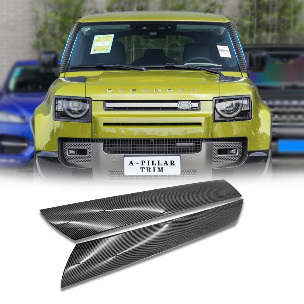 Carbon Fiber Car Window A-Pillars Molding Trim Car Styling Stickers For Land Rover Defender 90 110 2020-2022