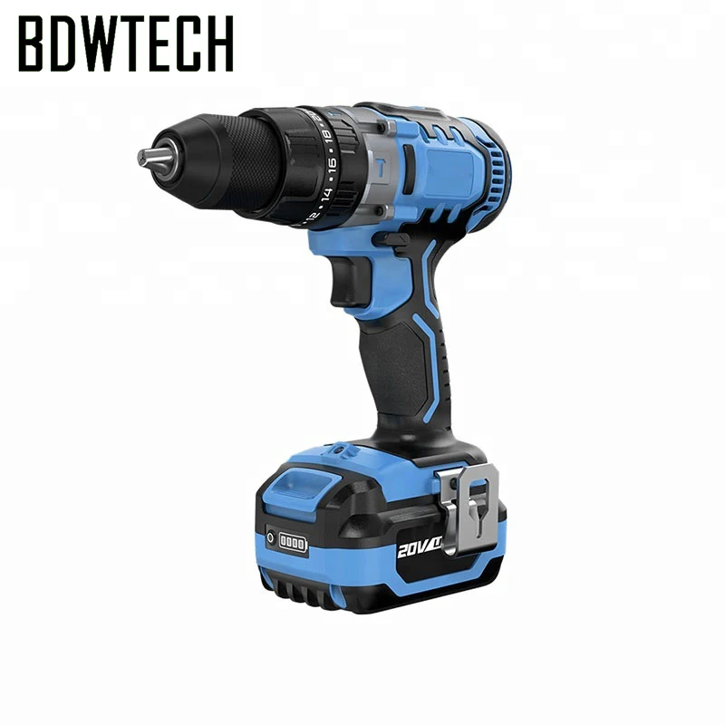 Bodewtech BT372 Electric Screwdriver Cordless Hammer Drill 20-Volt DC Lithium-Ion Battery 1/2-Inch 2-Speed Free Return