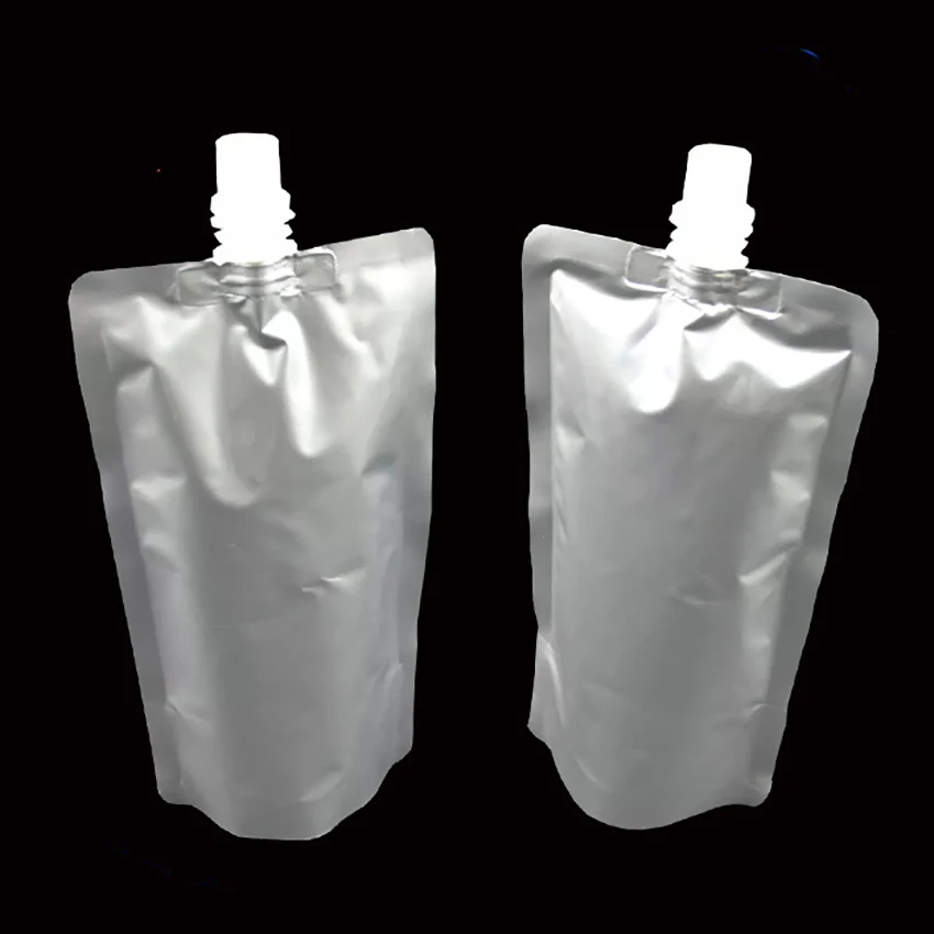 50Pcs/lots 250ML Aluminum Foil Liquid Bag With Lid, Outdoor Milk Spout Bags, Anti-leakage Juice Packaging Pouch Storage Bag
