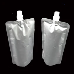 50Pcs/lots 250ML Aluminum Foil Liquid Bag With Lid, Outdoor Milk Spout Bags, Anti-leakage Juice Packaging Pouch Storage Bag