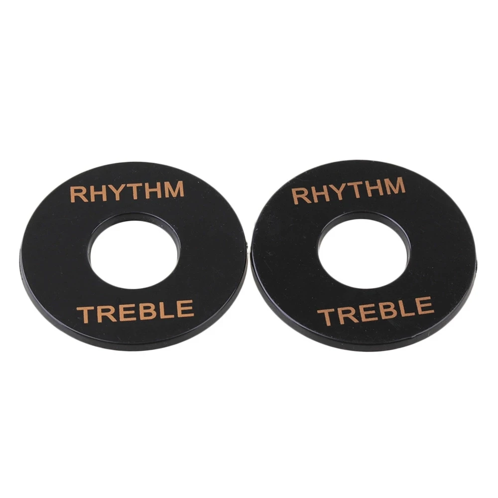 2 X Black Toggle Switch Name Plate Rhythm Treble Ring for Guitar