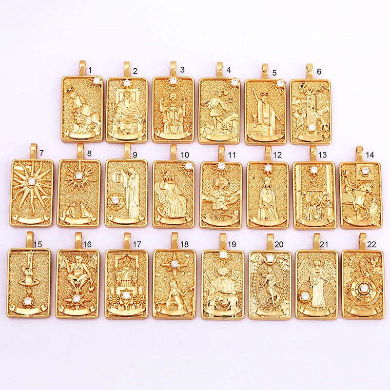 Tarot Cards Charm Pendant ,2021 New  18K Real Gold Plated DIY Jewelry Accessories  for Bracelets Necklaces Making