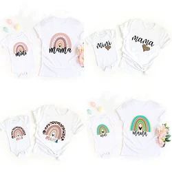 Rainbow Mother Daughter Matching Clothes Summer Family Outfits Mommy Shirts Baby Bodysuit  Baby Girl Shower Gift New Mom Present