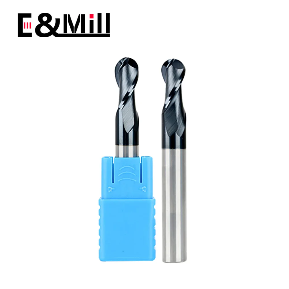 HRC45 2 Flute Tungsten steel ball cutter, ultrafine particle wear-resistant ball head alloy milling cutter round head spherical