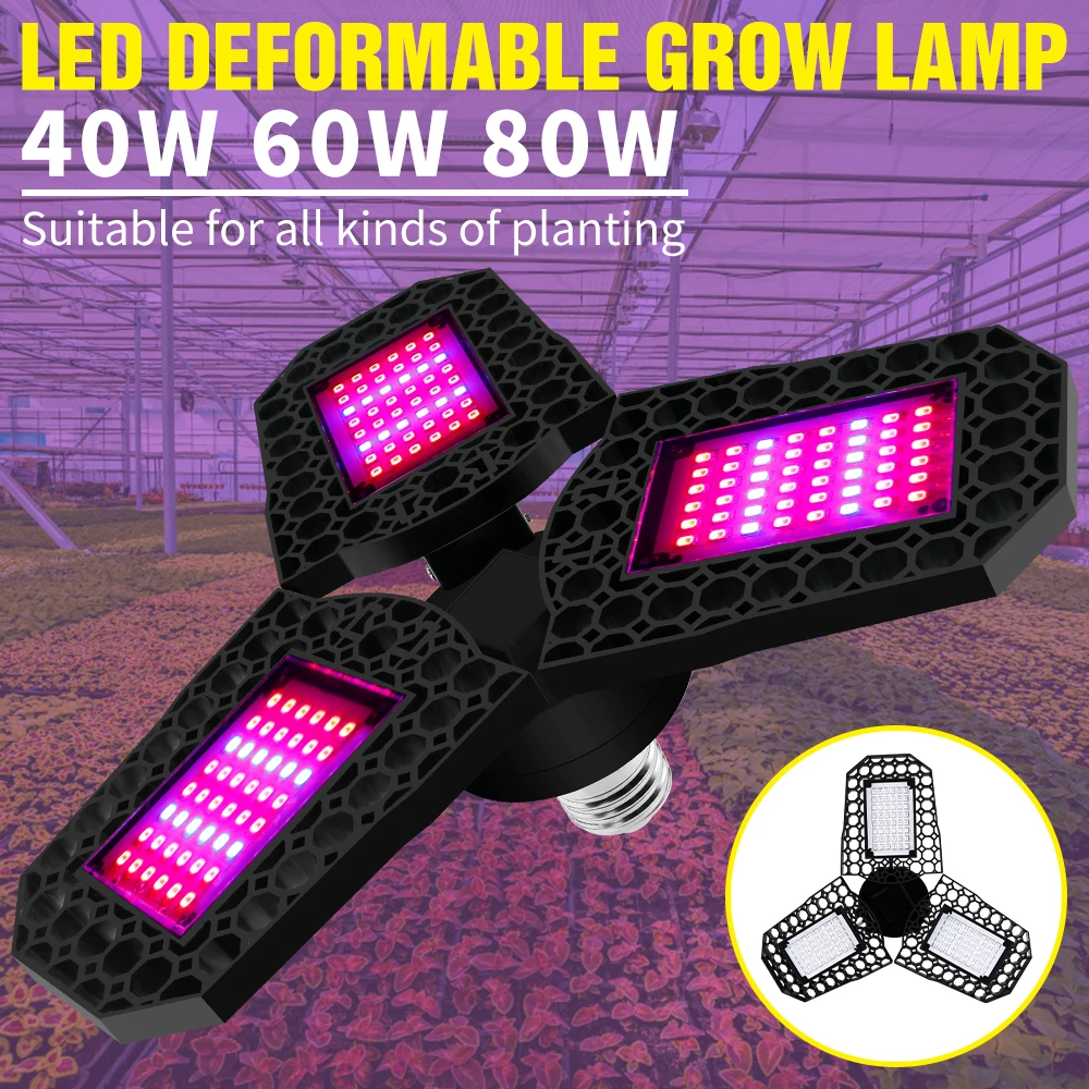 LED Deformable Greenhouse Phyto Light 220V Full Spectrum Hydroponic Lamp Bulb 40W 60W 80W Led Cultivo Flower Seedling Light Bulb