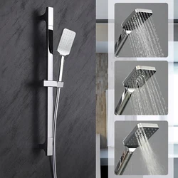 Shower Lifting Bar Silver Chrome Bathroom Handheld Shower Adjustable ABS Bracket Stainless Steel Rod Sliding Bar Shower Set